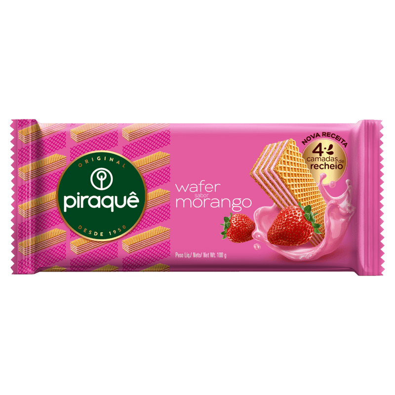 imagem de WAFER PIRAQUE 100G MORANGO