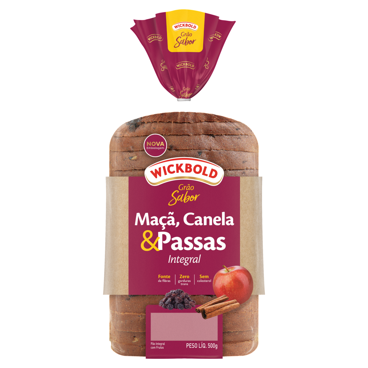 imagem de PAO FORMA WICKBOLD MACA CANELA   PASSAS 450G