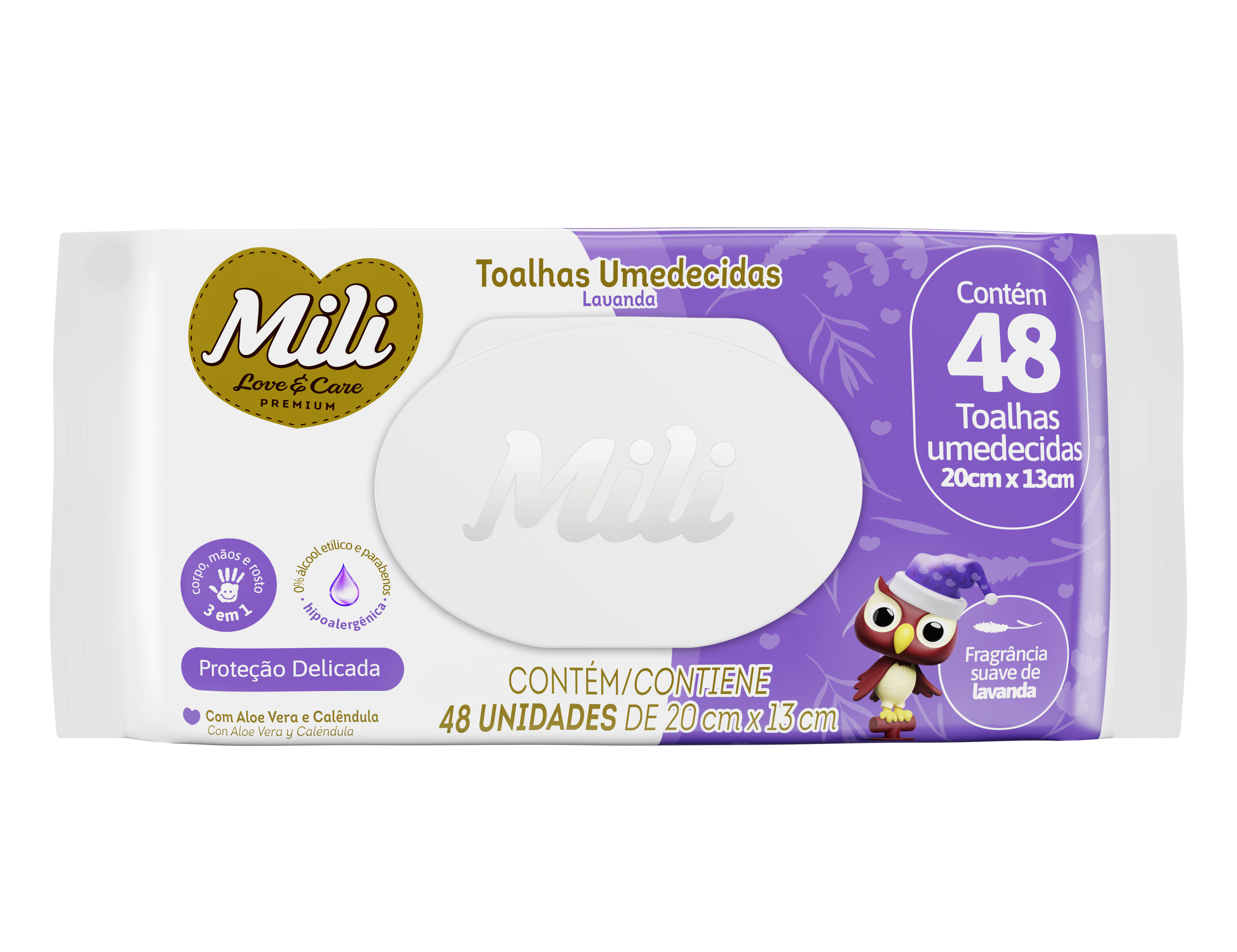 imagem de TOALHAS UMED MILI LOVECARE LAVANDA 48UN