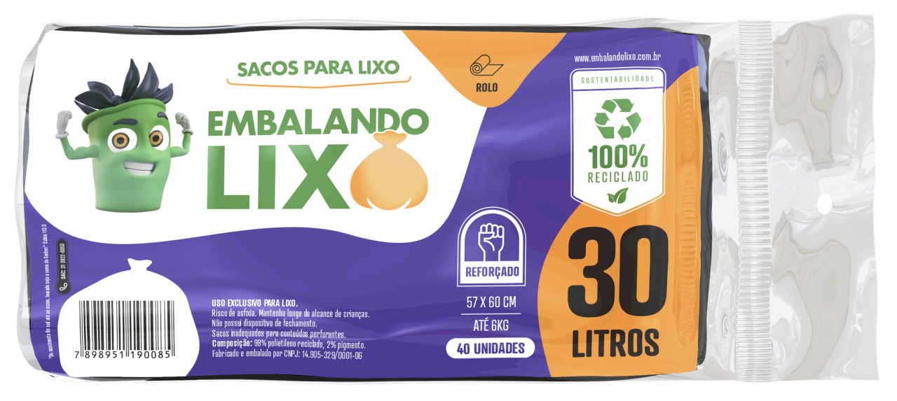 imagem de SACO LIXO ROLO POTENZZA 30LTS 40UN