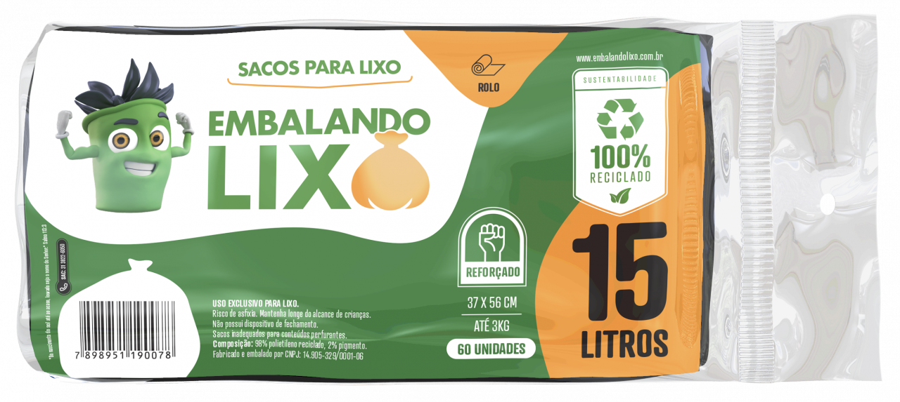 imagem de SACO LIXO ROLO POTENZZA 15LTS 60UN