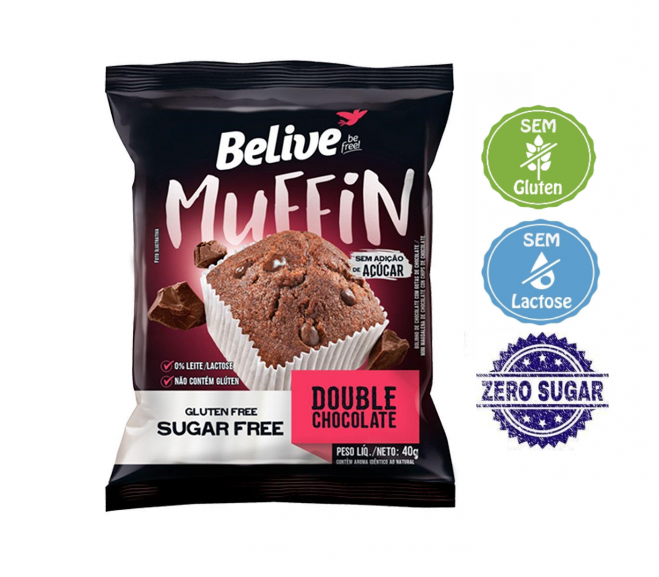 imagem de BOLINHO ZERO DOUBLE CHOC BELIVE 40G