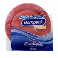 imagem de PRATO DESCART BOMPACK VERMELHO 10UN