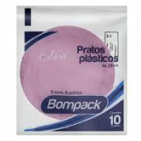 imagem de PRATO DESCART BOMPACK ROSA 10UN